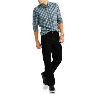 George Mens 100% Cotton Relaxed Fit Mid Rise Jeans 5 Pockets Black Size 34 x 32